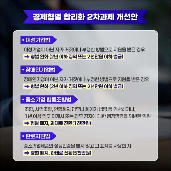 [공지] 기업·국민을 범죄자로 만들지 않겠습니다! 중기부, 「경제형벌 합리화 방안」 발표